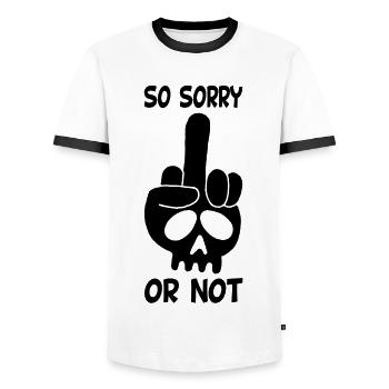 Rude Black Skull - Men's Ringer Shirt - white/black - Front - AI Model Female 172 light (172cm) & AI Model Male 178 dark (178cm)