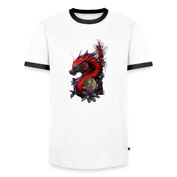 Wunderbarer chinesischer Drache - Männer Kontrast-T-Shirt - Weiß/Schwarz - Vorne - AI Model Female 172 light (172cm) & AI Model Male 178 dark (178cm)