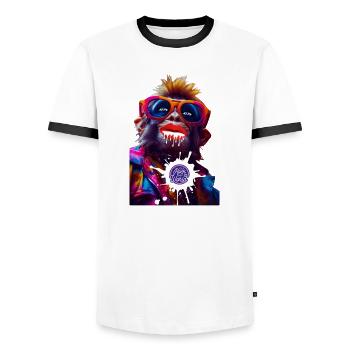 Tu fais vibrer mon monde - T-shirt contrasté Homme - blanc/noir - Devant - AI Model Female 172 light (172cm) & AI Model Male 178 dark (178cm)