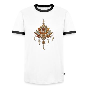 The elegance of the lotus flower - Men's Ringer Shirt - white/black - Front - AI Model Female 172 light (172cm) & AI Model Male 178 dark (178cm)