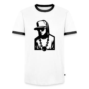Hip Hop Dude (Simple) - Men's Ringer Shirt - white/black - Front - AI Model Female 172 light (172cm) & AI Model Male 178 dark (178cm)