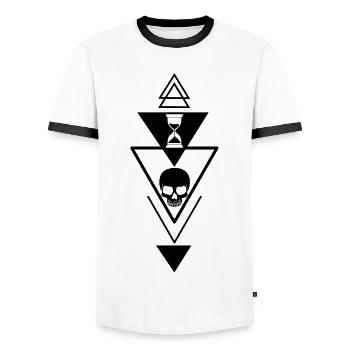 The passing of time is black - Men's Ringer Shirt - white/black - Front - AI Model Female 172 light (172cm) & AI Model Male 178 dark (178cm)