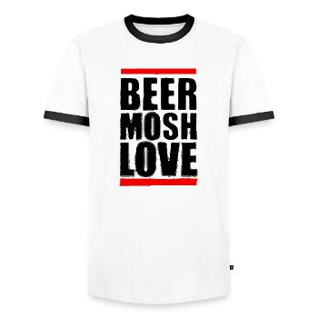 Beer Mosh Love Black Letter - Men's Ringer Shirt - white/black - Front - AI Model Female 172 light (172cm) & AI Model Male 178 dark (178cm)