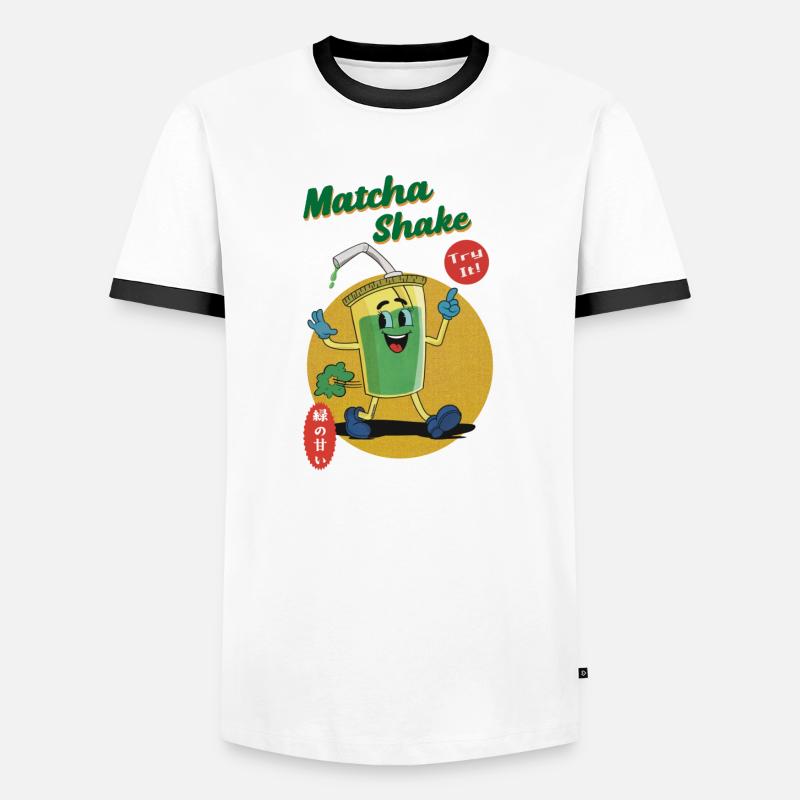 Matcha Shake - Try it! - Männer Kontrast-T-Shirt - Weiß/Schwarz