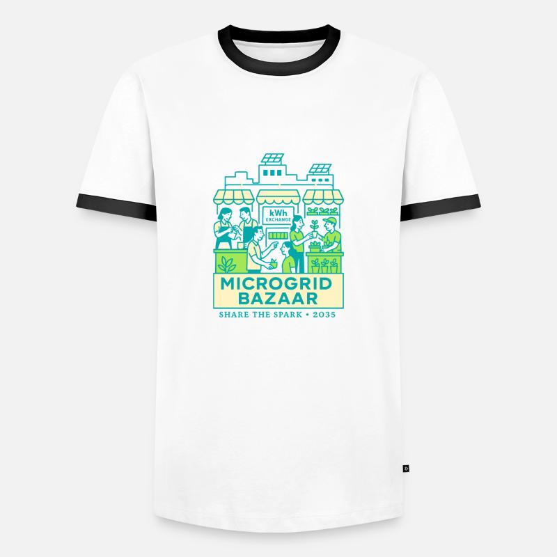 Microgrid Bazaar - Männer Kontrast-T-Shirt - Weiß/Schwarz
