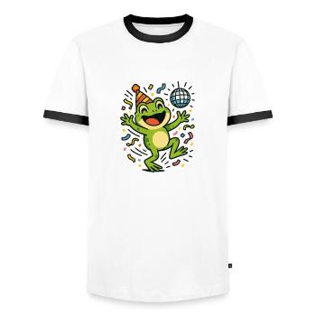 Party-Frosch - Männer Kontrast-T-Shirt - Weiß/Schwarz - Vorne - AI Model Female 172 light (172cm) & AI Model Male 178 dark (178cm)