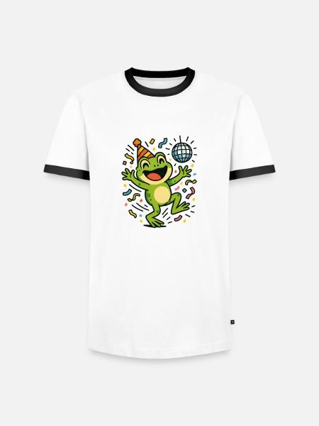 Party Frog - Men's Ringer Shirt - white/black