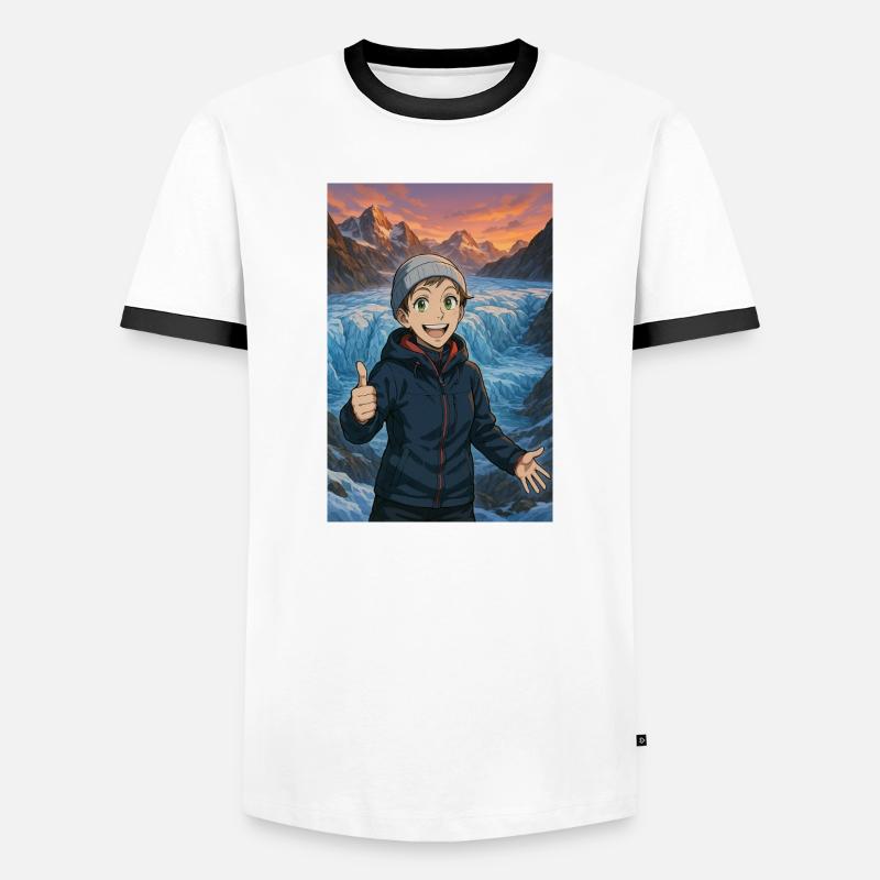 Freudige eisige Wanderung - Männer Kontrast-T-Shirt - Weiß/Schwarz