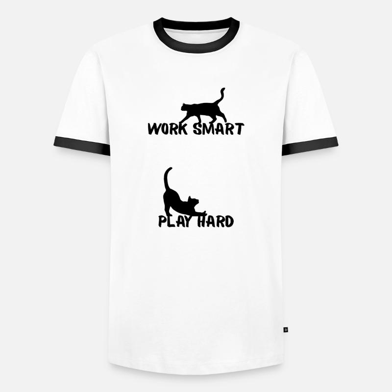 Work smart - Men's Ringer Shirt - white/black