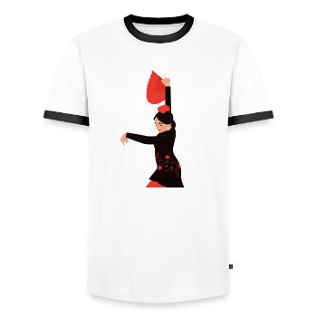 Flemish - Men's Ringer Shirt - white/black - Front - AI Model Female 172 light (172cm) & AI Model Male 178 dark (178cm)