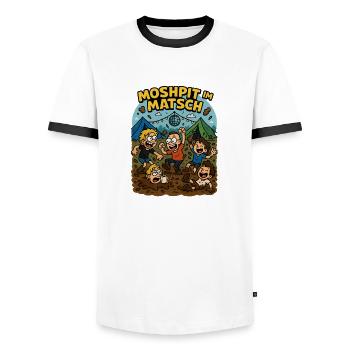 Festival Crew Crowd im Matsch Festival Camping - Männer Kontrast-T-Shirt - Weiß/Schwarz - Vorne - AI Model Female 172 light (172cm) & AI Model Male 178 dark (178cm)