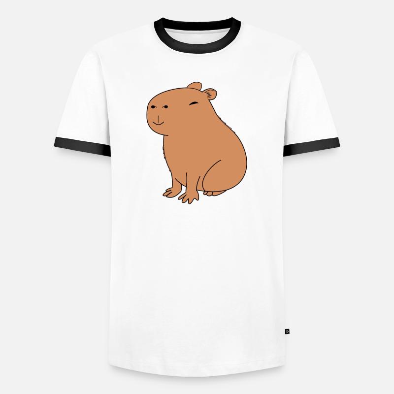 Fröhliches Capybara - Männer Kontrast-T-Shirt - Weiß/Schwarz