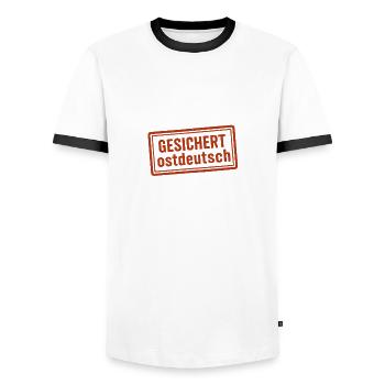 Secured East German - Men's Ringer Shirt - white/black - Front - AI Model Female 172 light (172cm) & AI Model Male 178 dark (178cm)