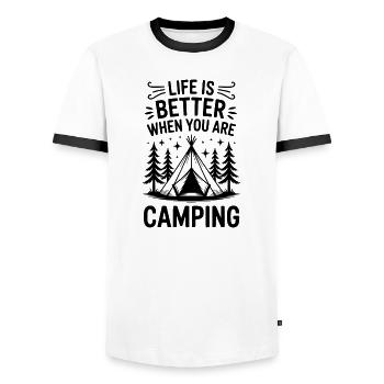 Camping Outdore Dire campeur - T-shirt contrasté Homme - blanc/noir - Devant - AI Model Female 172 light (172cm) & AI Model Male 178 dark (178cm)