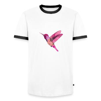 Nordic Print - Kolibri - Pink - Men's Ringer Shirt - white/black - Front - AI Model Female 172 light (172cm) & AI Model Male 178 dark (178cm)