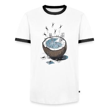 Kokosnusspool Sprungparty - Männer Kontrast-T-Shirt - Weiß/Schwarz - Vorne - AI Model Female 172 light (172cm) & AI Model Male 178 dark (178cm)