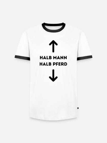 Halb Mann halb Pferd - Männer Kontrast-T-Shirt - Weiß/Schwarz