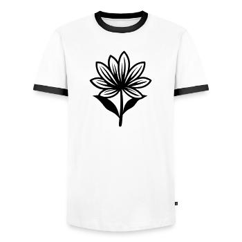 Fleur - T-shirt contrasté Homme - blanc/noir - Devant - AI Model Female 172 light (172cm) & AI Model Male 178 dark (178cm)