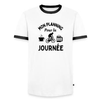 mon planning pour la journée - T-shirt contrasté Homme - blanc/noir - Devant - AI Model Female 172 light (172cm) & AI Model Male 178 dark (178cm)