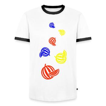 Melon fruit - Men's Ringer Shirt - white/black - Front - AI Model Female 172 light (172cm) & AI Model Male 178 dark (178cm)