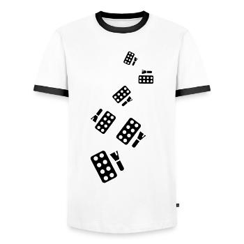 Make Up Cosmetics Icon - Men's Ringer Shirt - white/black - Front - AI Model Female 172 light (172cm) & AI Model Male 178 dark (178cm)