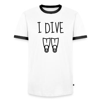 Scuba Diving Diver Plongée Sous-Marine Tauchen - Men's Ringer Shirt - white/black - Front - AI Model Female 172 light (172cm) & AI Model Male 178 dark (178cm)