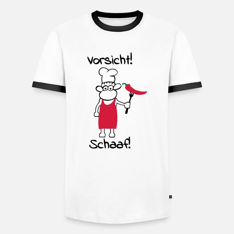Vorsicht schaaf! - Männer Kontrast-T-Shirt - Weiß/Schwarz