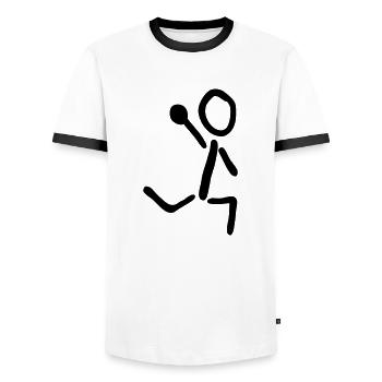 handball - Männer Kontrast-T-Shirt - Weiß/Schwarz - Vorne - AI Model Female 172 light (172cm) & AI Model Male 178 dark (178cm)