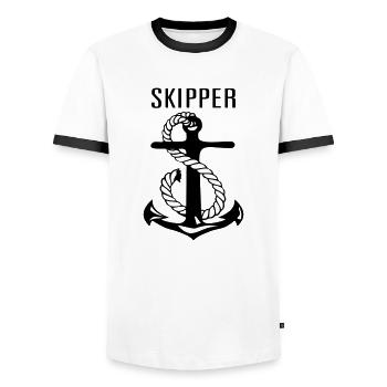 Skipper captain captain - Men's Ringer Shirt - white/black - Front - AI Model Female 172 light (172cm) & AI Model Male 178 dark (178cm)