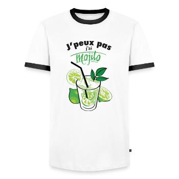j'ai mojito - T-shirt contrasté Homme - blanc/noir - Devant - AI Model Female 172 light (172cm) & AI Model Male 178 dark (178cm)