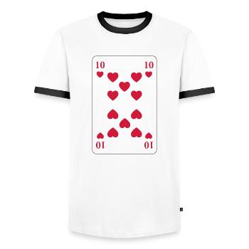 Herz 10 - Herz Zehn - Männer Kontrast-T-Shirt - Weiß/Schwarz - Vorne - AI Model Female 172 light (172cm) & AI Model Male 178 dark (178cm)