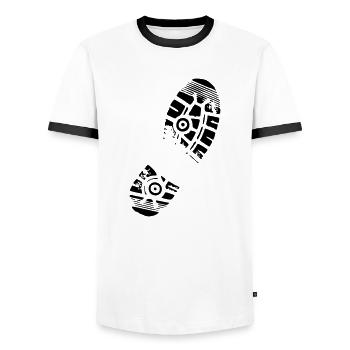 shoeprint - T-shirt contrasté Homme - blanc/noir - Devant - AI Model Female 172 light (172cm) & AI Model Male 178 dark (178cm)