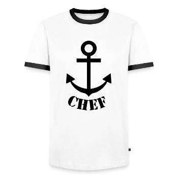 chef - Männer Kontrast-T-Shirt - Weiß/Schwarz - Vorne - AI Model Female 172 light (172cm) & AI Model Male 178 dark (178cm)