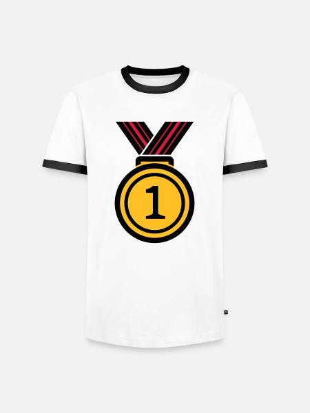 Siegermedallie - T-shirt contrasté Homme - blanc/noir