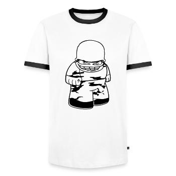 soldat camouflage guerre armée défense armée il - T-shirt contrasté Homme - blanc/noir - Devant - AI Model Female 172 light (172cm) & AI Model Male 178 dark (178cm)