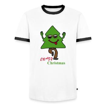 Arbre de Noël, Christmas, Christmas Tree - T-shirt contrasté Homme - blanc/noir - Devant - AI Model Female 172 light (172cm) & AI Model Male 178 dark (178cm)