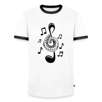 Music love clef party musician DJ dance - Men's Ringer Shirt - white/black - Front - AI Model Female 172 light (172cm) & AI Model Male 178 dark (178cm)