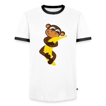 Singe avec des bananes - T-shirt contrasté Homme - blanc/noir - Devant - AI Model Female 172 light (172cm) & AI Model Male 178 dark (178cm)