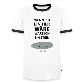 Sei ein Stein! - Männer Kontrast-T-Shirt - Weiß/Schwarz - Vorne - AI Model Female 172 light (172cm) & AI Model Male 178 dark (178cm)