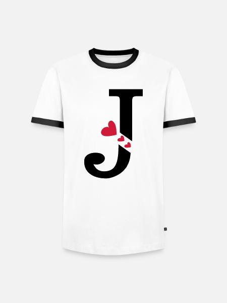 Großbuchstabe J mit Herzen - Männer Kontrast-T-Shirt - Weiß/Schwarz