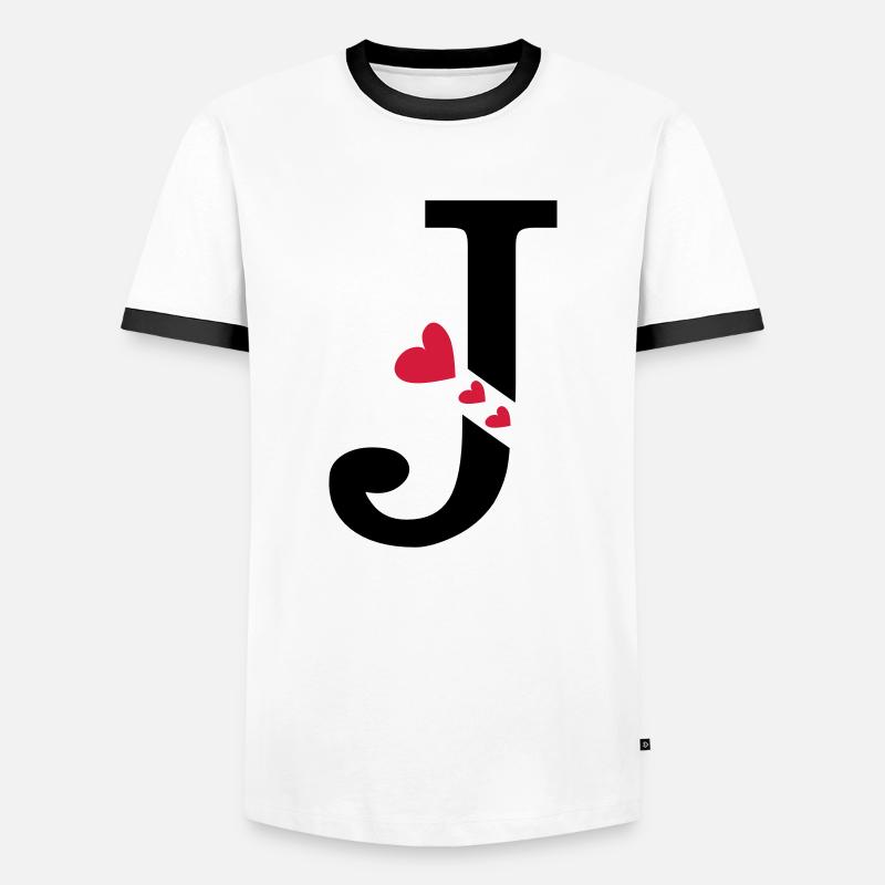 Großbuchstabe J mit Herzen - Männer Kontrast-T-Shirt - Weiß/Schwarz