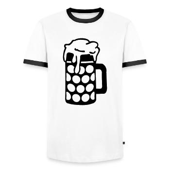 bier__f1 - Men's Ringer Shirt - white/black - Front - AI Model Female 172 light (172cm) & AI Model Male 178 dark (178cm)