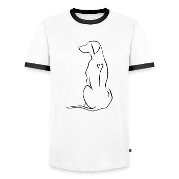 Ridgeback in Not Logo Single Hund - Männer Kontrast-T-Shirt - Weiß/Schwarz - Vorne - AI Model Female 172 light (172cm) & AI Model Male 178 dark (178cm)
