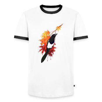 Elster - Männer Kontrast-T-Shirt - Weiß/Schwarz - Vorne - AI Model Female 172 light (172cm) & AI Model Male 178 dark (178cm)