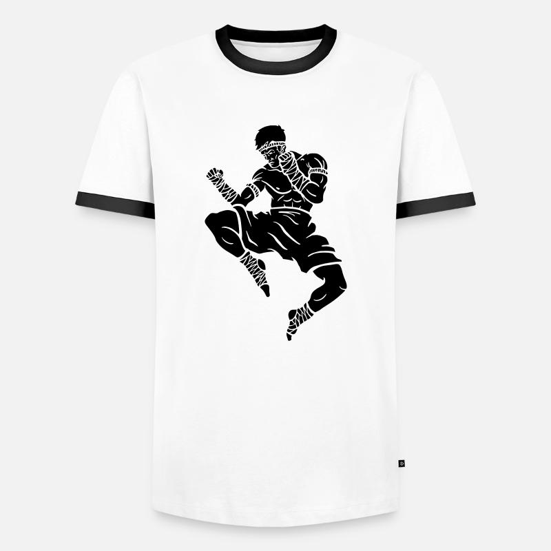 Flying Knee (a) - Men's Ringer Shirt - white/black