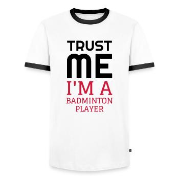Badminton / Badminton Player / Birdie / Sport - T-shirt contrasté Homme - blanc/noir - Devant - AI Model Female 172 light (172cm) & AI Model Male 178 dark (178cm)