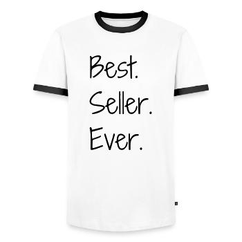 Anbieter / Verkäufer / Arbeit / Job - Männer Kontrast-T-Shirt - Weiß/Schwarz - Vorne - AI Model Female 172 light (172cm) & AI Model Male 178 dark (178cm)