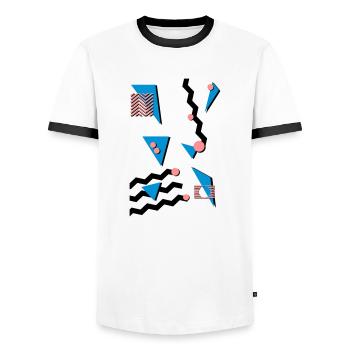 RETRO - T-shirt contrasté Homme - blanc/noir - Devant - AI Model Female 172 light (172cm) & AI Model Male 178 dark (178cm)