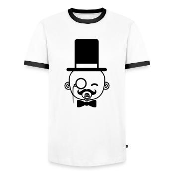 tête monsieur monsieur gentilhomme moustache moust - T-shirt contrasté Homme - blanc/noir - Devant - AI Model Female 172 light (172cm) & AI Model Male 178 dark (178cm)