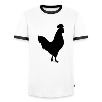 rooster silhouette design - Men's Ringer Shirt - white/black - Front - AI Model Female 172 light (172cm) & AI Model Male 178 dark (178cm)